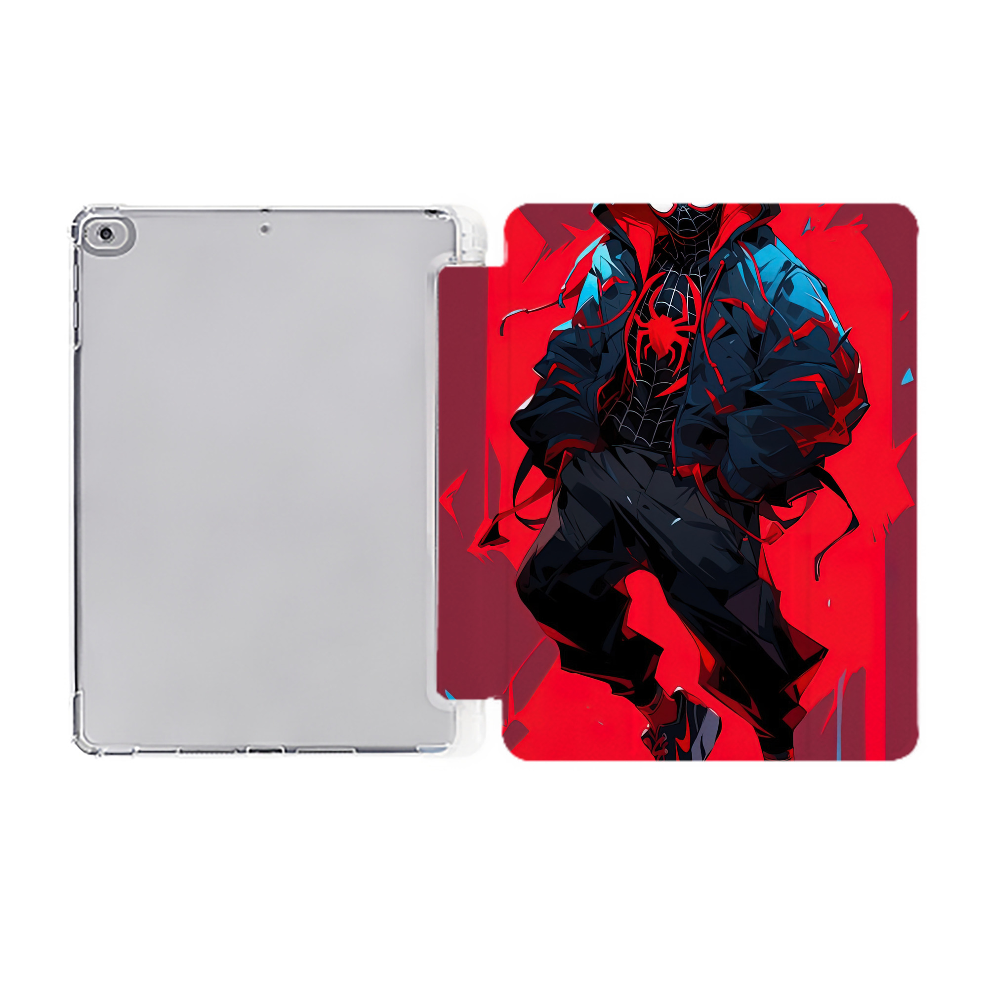 （画像用） Spider Man スパイダーマン IPad ケース ペン収納付き 三つ折りスタンド PUレザー×シリコン 対応機種9.5/10.5/10.9インチ
